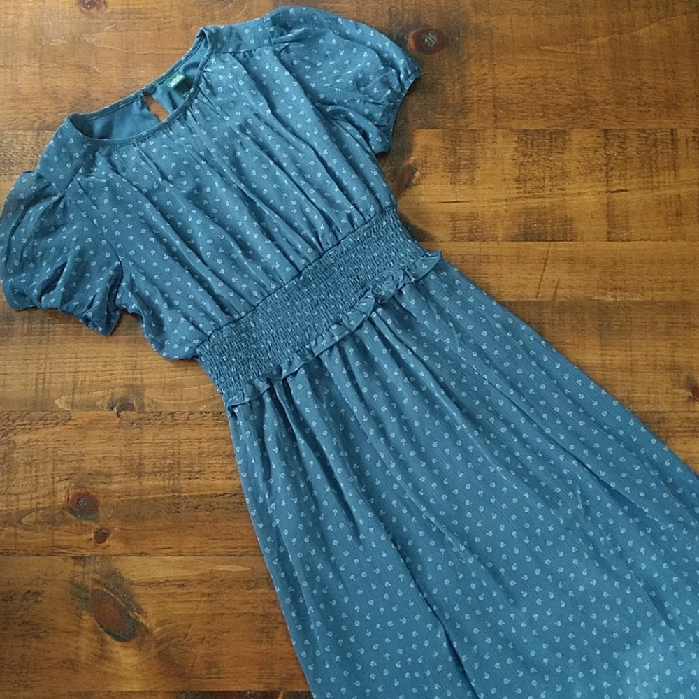 Floral Print Short Sleeve Midi Small Dress